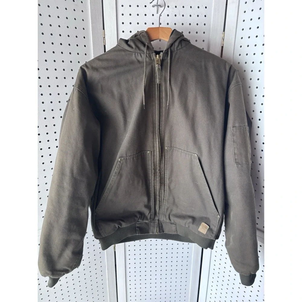 Iron Max Canvas Work Jacket Lined Hooded Zip Men's Size XL reg 48-50 Durable‎